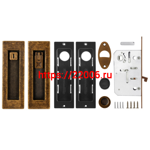 Защелка Armadillo (Армадилло) с ручками для раздвижных дверей SH.URB153.KIT011-BK (SH011 URB) АВ-7 бронза фото 2