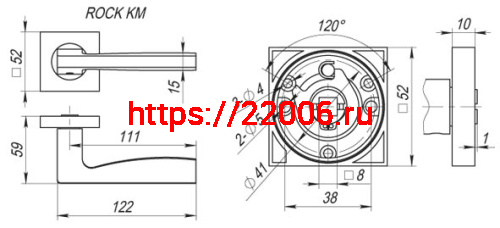 Ручка Fuaro (Фуаро) раздельная K.KM52.ROCK (ROCK KM) SN/CP-3 матовый никель/хром фото 3