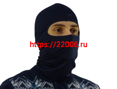 Подшлемник-балаклава (открыта только область для глаз, синего цвета) простой Подшлемник-балаклава (открыта только область для глаз, синего цвета) простой