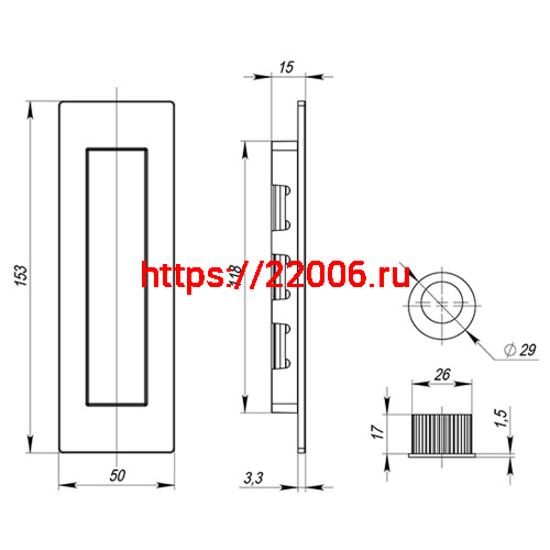 Ручка Armadillo (Армадилло) для раздвижных дверей SH.URB153.010 FSG флор.золото фото 4