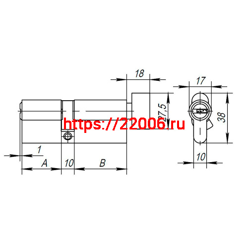 Цилиндровый Ajax (Аякс) механизм (AX202/80) AX2002Knob80 (40+10+30) CP хром с вертушкой фото 3