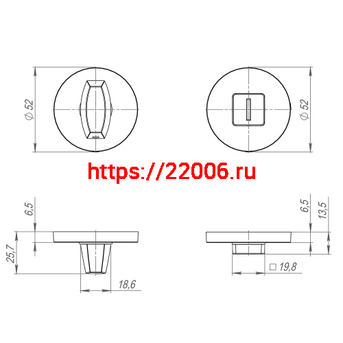 Ручка Fuaro (Фуаро) поворотная BK6.R.SLR52 (BK6 SLR) CP-8 хром фото 3