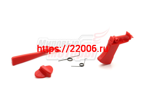 Курок газа мотокосы BC/GBC-033/043/31F в сборе Н/О (2 пружины, курок, фиксатор курка,переключатель) Курок газа мотокосы BC/GBC-033/043/31F в сборе Н/О (2 пружины, курок, фиксатор курка,переключатель)