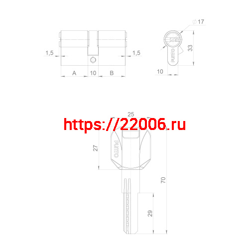 Цилиндровый Punto (Пунто) механизм (Z400/80) Z4000Key80(30+10+40) CP хром фото 4