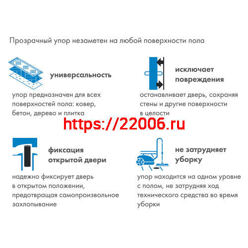 Упор Armadillo (Армадилло) дверной скрытый STELS TR Прозрачный фото 3