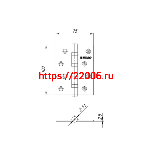 Петля Fuaro (Фуаро) универсальная IN4400U WH (4BB 100x75x2,5) белый фото 2 Петля Fuaro (Фуаро) универсальная IN4400U WH (4BB 100x75x2,5) белый фото 2