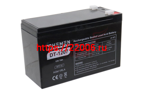 Аккумулятор герметичный 12В 7Aч HEMEN ENERGY DT1207(OT7-12)(151x65x94mm)(электромашинки) Аккумулятор герметичный 12В 7Aч HEMEN ENERGY DT1207(OT7-12)(151x65x94mm)(электромашинки)