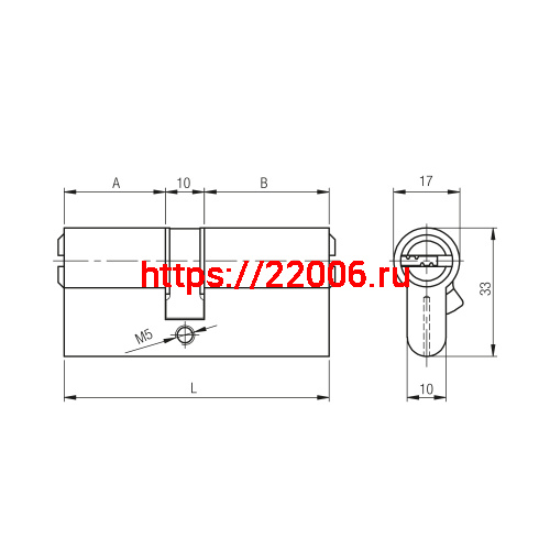 Цилиндровый Kale kilit (Кале килит) механизм 164 SN/80 (35+10+35) mm никель 5 кл. фото 3