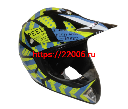 Шлем кроссовый KIRIN K27, черный, черн-бел, зелен-желт, размер M