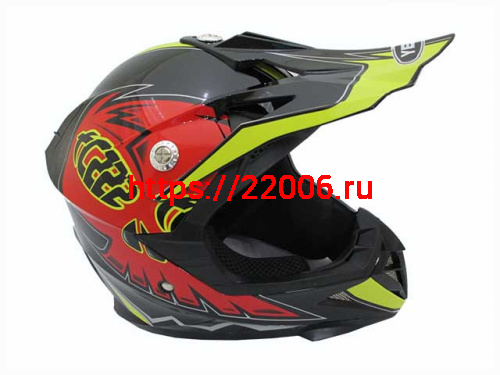 Мотошлем YM-211 KIDS черно-желтый/scull (M)