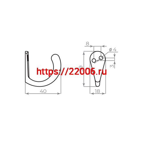 Крючок Ajax (Аякс) настенный MB-K-001 CP хром фото 2