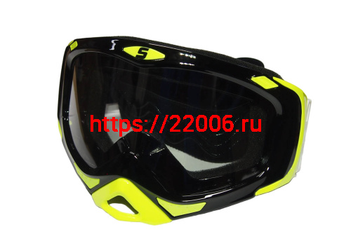 Очки мотокросс/спорт SCOUT (NK-1022) черн/зелен, резинка с силиконом, цветн упаковка