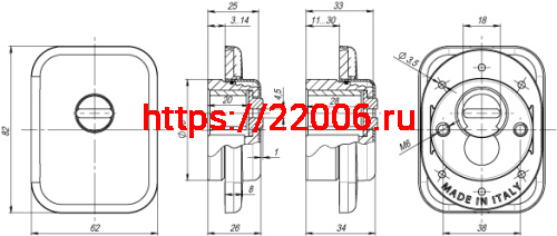 Броненакладка Armadillo (Армадилло) на ЦМ квадрат (от вырывания, 25 мм) ET/ATC-Protector 1-25(SQ) AB-77 Бронза фото 4