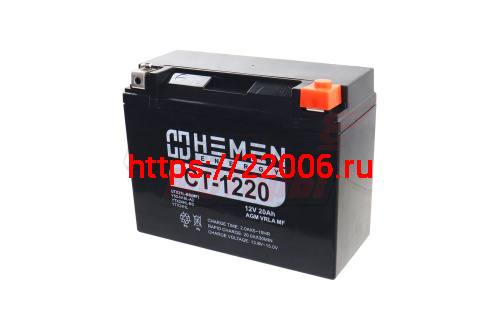 Аккумулятор 12В20Ач HEMEN ENERGY CT1220 (Y50-N18L-A3) (кислотн, герметичн) (обр. пол) (205*89*163мм) Аккумулятор 12В20Ач HEMEN ENERGY CT1220 (Y50-N18L-A3) (кислотн, герметичн) (обр. пол) (205*89*163мм)