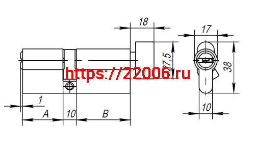 Цилиндровый Ajax (Аякс) механизм (AX202/80) AX2002Knob80 (30+10+40) CP хром с вертушкой фото 3 Цилиндровый Ajax (Аякс) механизм (AX202/80) AX2002Knob80 (30+10+40) CP хром с вертушкой фото 3