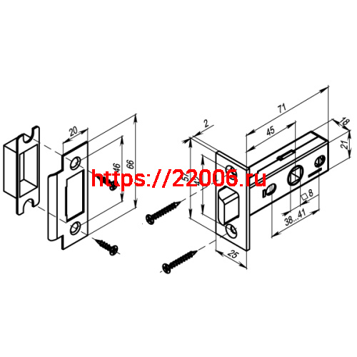 Защелка Punto (Пунто) врезная METL45-8 ( L45-8) CF кофе фото 3 Защелка Punto (Пунто) врезная METL45-8 ( L45-8) CF кофе фото 3