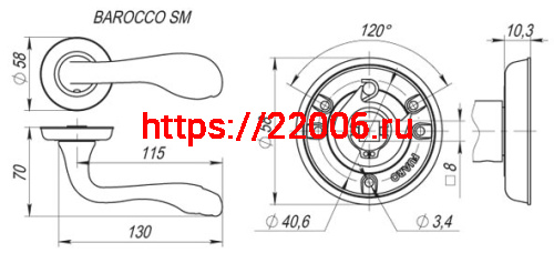 Ручка Fuaro (Фуаро) раздельная R.SM58.BAROCCO (BAROCCO SM) MAB-6 темная бронза фото 2