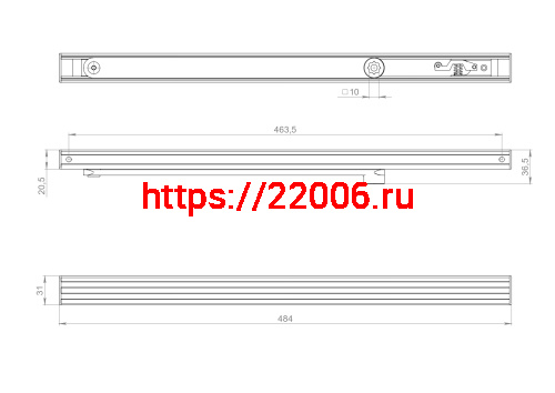 Тяга скользящая Fuaro (Фуаро) для доводчиков DCQ20-4 (40-80 кг) AL (алюминий) фото 2
