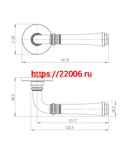 Ручка Punto (Пунто) раздельная R.ARC.R52.SORENTO CP-8 хром ТРОСИК фото 3