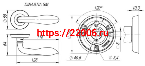 Ручка Fuaro (Фуаро) раздельная R.SM58.DINASTIA (DINASTIA SM) AB-7 матовая бронза фото 2