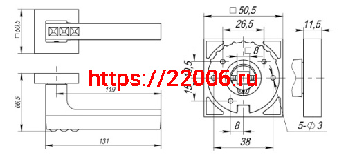 Ручка Fuaro (Фуаро) раздельная K.DM51.CRYSTAL FLASH (CRYSTAL FLASH DM) CP-8 хром фото 2