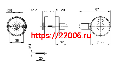 Ручка Fuaro (Фуаро) поворотная BK8.R.DSS304-button с индикатором INOX 304 фото 4