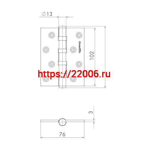 Петля Armadillo (Армадилло) универсальная IN4500UC-BL MWSC-33 102x76x3 INOX304 итальянский тисненый БЛИСТЕР фото 3
