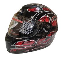 Шлем интеграл KIRIN K-22, черный, черн-крас матовый, черн-крас, размер S