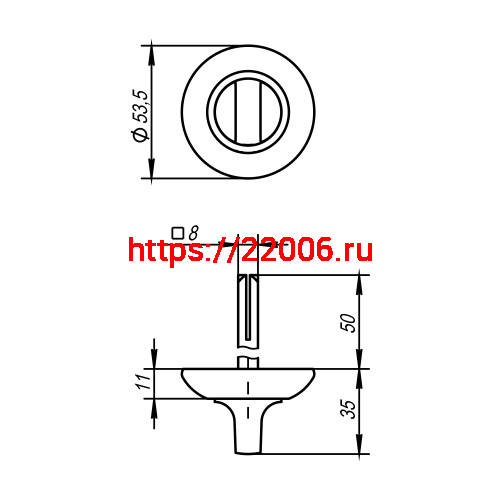 Ручка Ajax (Аякс) поворотная BKW8/50-0803 CP-8 хром фото 2