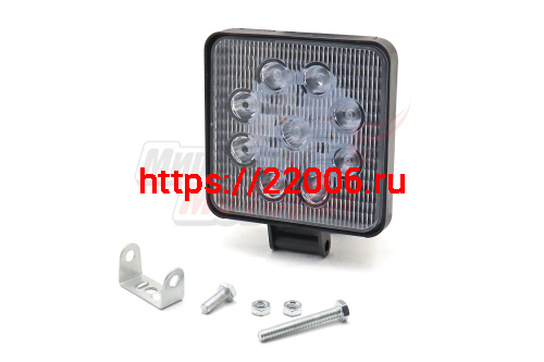 Фара светодиодная 27W 9 диодов SMD, 20мм квадрат. мет. корпус, дальний свет (Spot) Фара светодиодная 27W 9 диодов SMD, 20мм квадрат. мет. корпус, дальний свет (Spot)