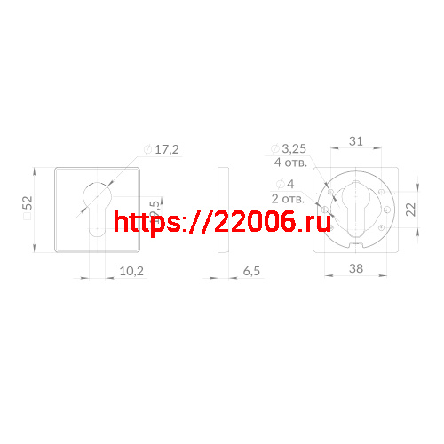 Накладка Punto (Пунто) под цилиндр ET.K.EST.Q52 SN-3 матовый никель фото 3