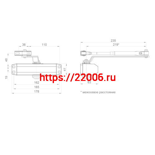 Доводчик Ajax (Аякс) дверной DCTR 50-100 DA AL алюминий фото 2