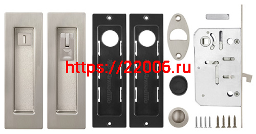 Защелка Armadillo (Армадилло) с ручками для раздвижных дверей SH.URB153.KIT011-BK (SH011 URB) SN-3 матовый никель фото 2