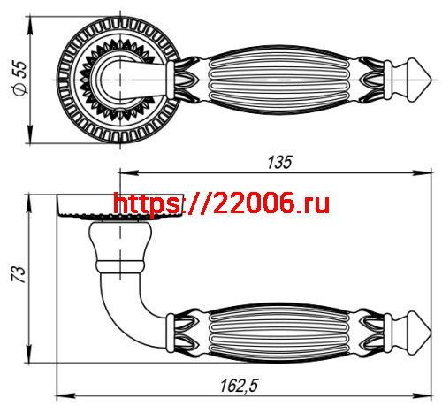 Ручка Armadillo (Армадилло) раздельная R.CL55.Bella (Bella CL2) ABL-18 темная медь фото 4