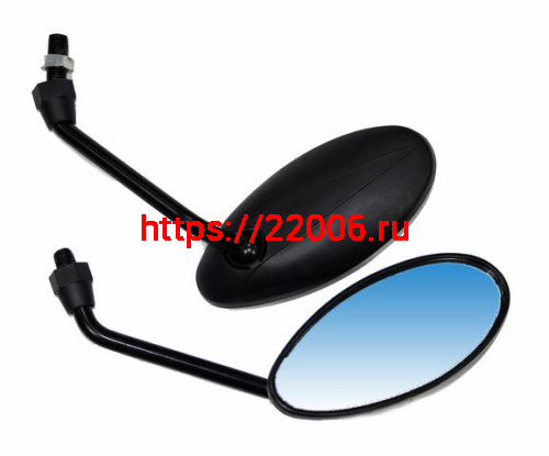 Зеркала заднего вида №01 пластик элипс-овал, черное, железная стойка М10 мини