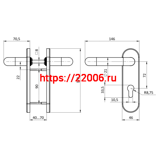 Ручка Fuaro (Фуаро) дверная FP.DH172.0433 NE (B2B) (8x120) с пружиной BL-24 черный фото 2
