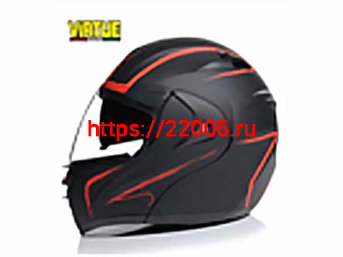 Мотошлем VIRTUE MD-808 трансформер с визором черно-красный матовый (M)