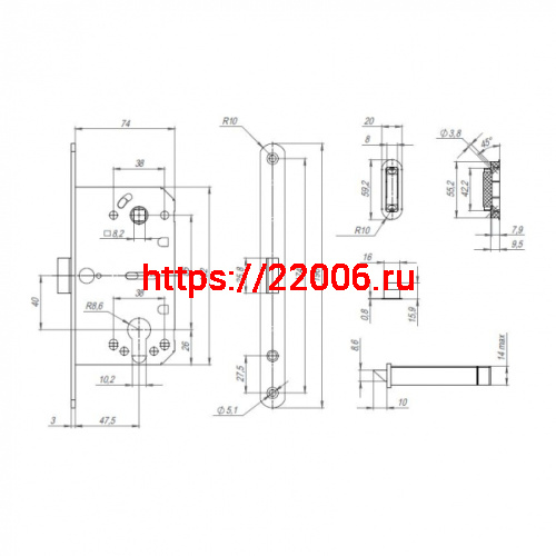 Корпус Punto (Пунто) замка ML85-50 SSC (сатин.хром) фото 3