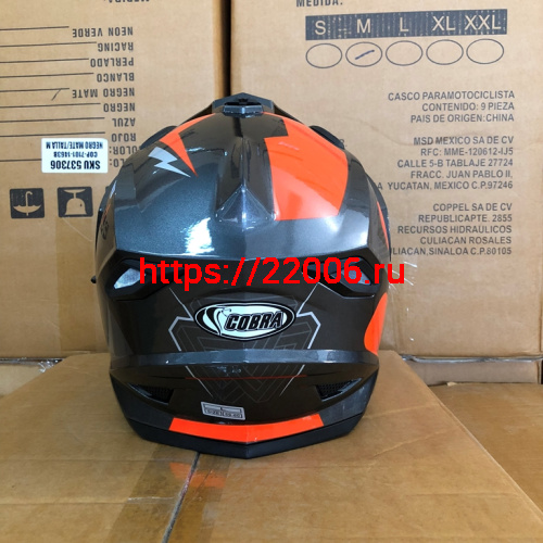 Шлем туринг (кросс со стеклом и очками) COBRA JK802, серо-оранжевый, размеры M фото 3 Шлем туринг (кросс со стеклом и очками) COBRA JK802, серо-оранжевый, размеры M фото 3