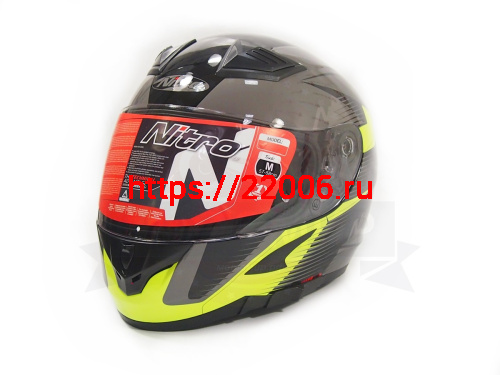Шлем интеграл NITRO N2300 RIFT DVS (Black/Gun/Safety Yellow), размер M (6 шт в кор.)