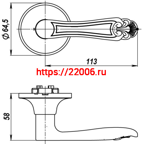 Ручка Fuaro (Фуаро) защелка 637/BL РB-Р (золото) без фик. фото 2