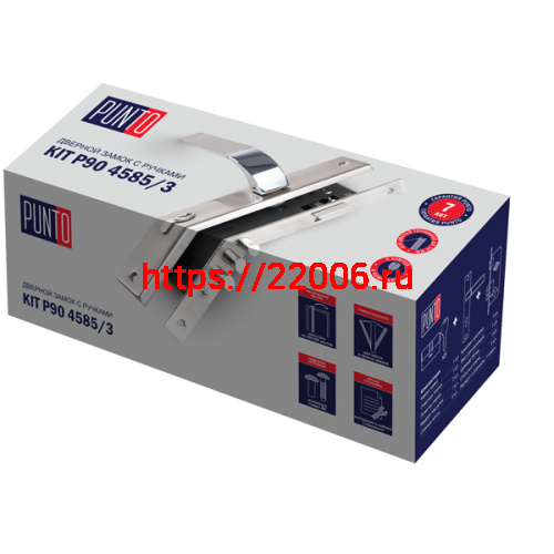 Замок цилиндровый Punto (Пунто) с ручкой LOCKSET90.ORION.4585-3 (KIT P90 4585/3 ORION) SN/CP мат.никель/хром фото 2