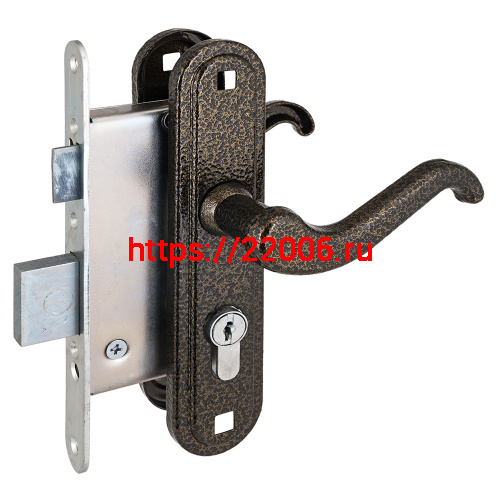 Замок Zenit (Зенит) врезной цилиндровый с защёлкой в комплекте с ручкой ЗВ4-3.02 (бронза), 4 кл. Замок Zenit (Зенит) врезной цилиндровый с защёлкой в комплекте с ручкой ЗВ4-3.02 (бронза), 4 кл.