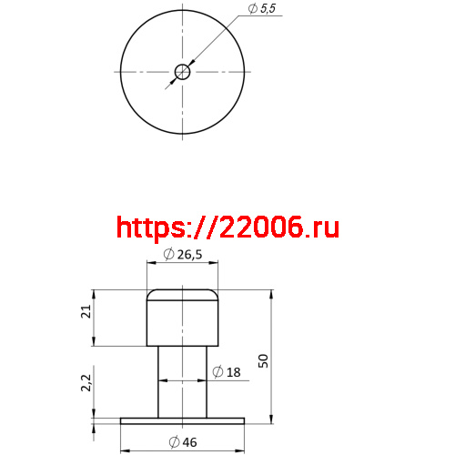 Упор Punto (Пунто) дверной настенный DFIX/W50 INOX фото 2