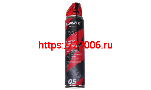 Смазка цепи LAVR МОТО красная, для мотоциклов Спортивная c PTFE, аэрозоль 520 мл. Ln7705