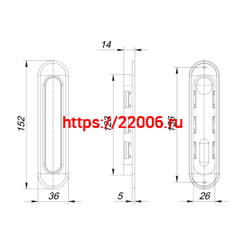 Ручка Punto (Пунто) для раздвижных дверей SH.SL152.010 (Soft LINE SL-010) АВ бронза фото 4
