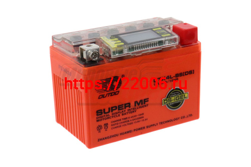 Аккумулятор 12В 4Ач OUTDO UTX4L-BS(DS) (аналогDS1204) С ДИСПЛЕЕМ(гелевый)(обр.полярн) (113*70*85мм)