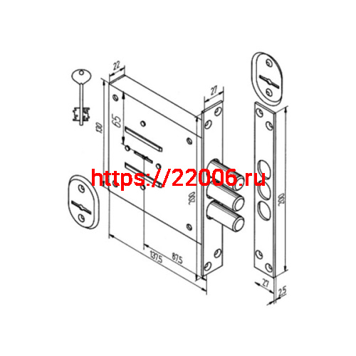 Замок kerberos (KERBEROS) врезной сувальдный 111.21.003, 3 кл. фото 2