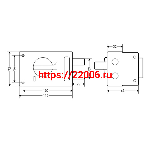 Замок Omega (Омега) накладной цилиндровый ЗН1-М1 КМЗ медь, 5 кл. фото 3
