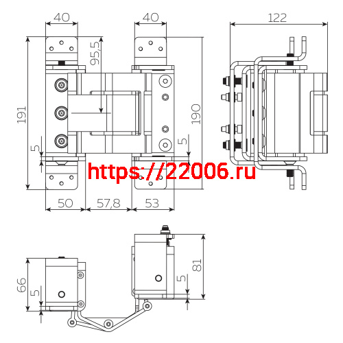 Петля Fuaro (Фуаро) скрытой установки HH-180 (hide hinge) до 100 кг (на 2 петли) фото 2